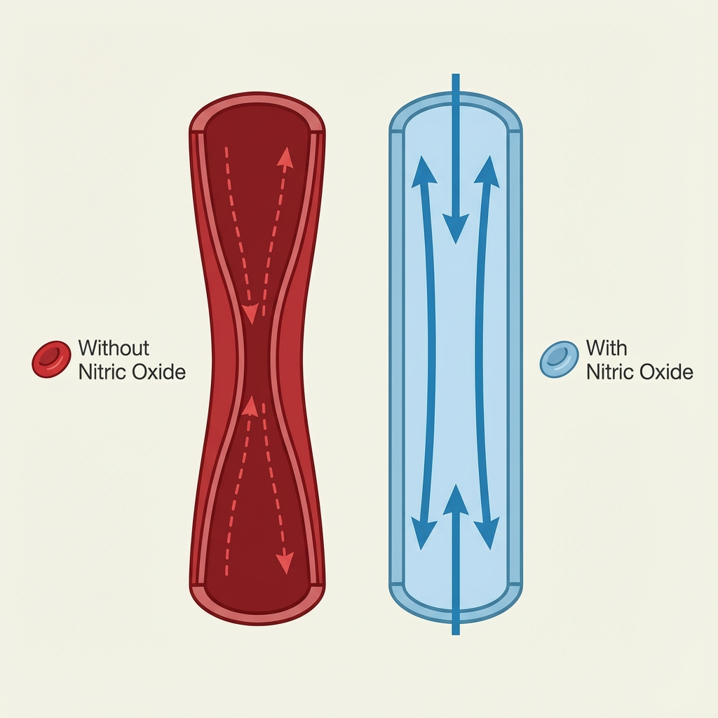 Nitric oxide blood vessel comparison graphic