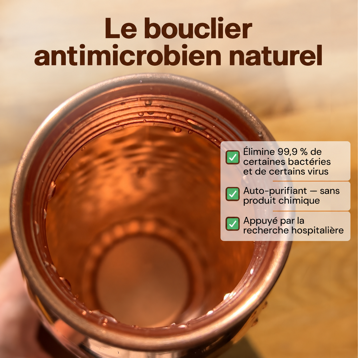 Le cuivre aide naturellement à limiter certains agents pathogènes dans l’eau